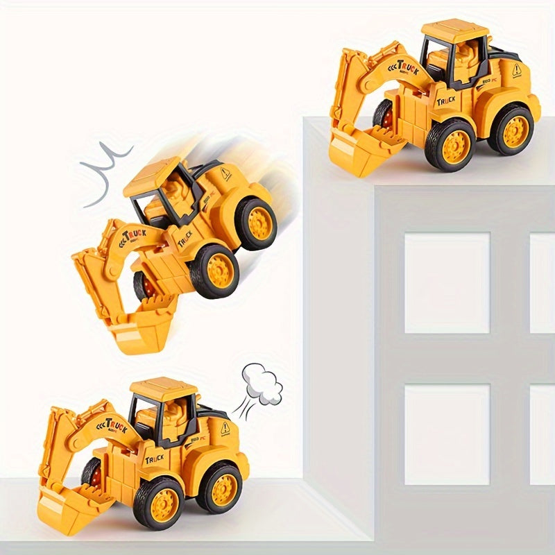 Construction Vehicles Press And Go Car Engineering Excavator Digger & Bulldozer