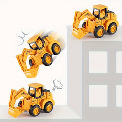 Construction Vehicles Press And Go Car Engineering Excavator Digger & Bulldozer