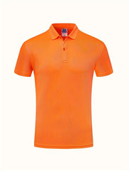 Men's Lapel Button Short Sleeve Shirt for Fitness Training