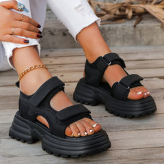 Women's Solid Heighten Sports Sandals Hook & Loop Fastener Slippers