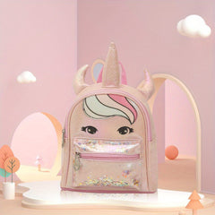 Unicorn With Horns Shape Backpack for Girls