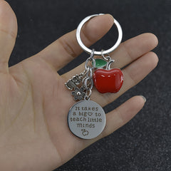 Stainless Steel Owl Keychain with Flower Charm - Perfect Gift for Teachers