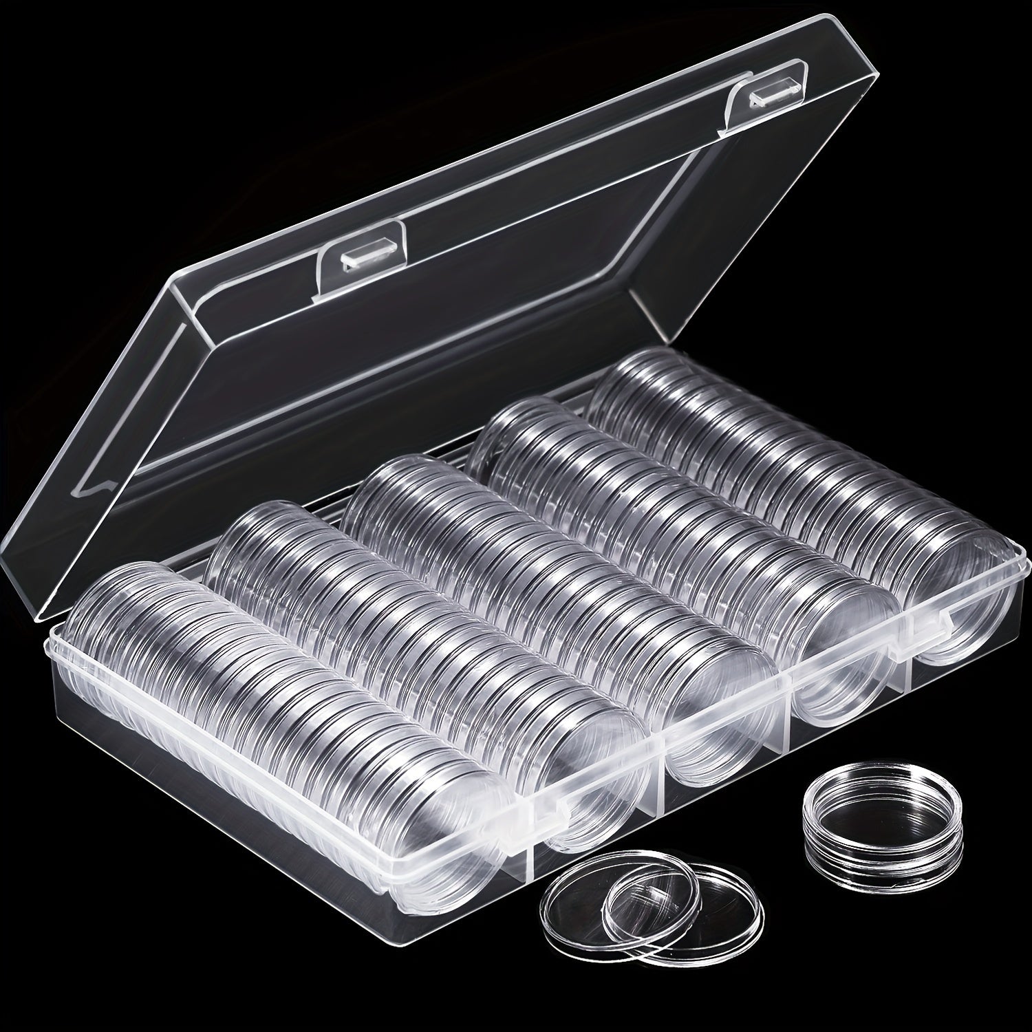 100pcs Coin Storage box 30mm Round Plastic Holder Organizer for Coin Collection