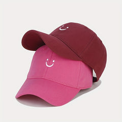 Unisex Sunshade Breathable Adjustable Baseball Cap with Smile Embroidery
