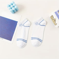 5 Pairs Cartoon Bear Print Socks Women's Stockings & Hosiery