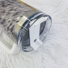 1200ml Grey Fur Printed Insulation Cup with Handle