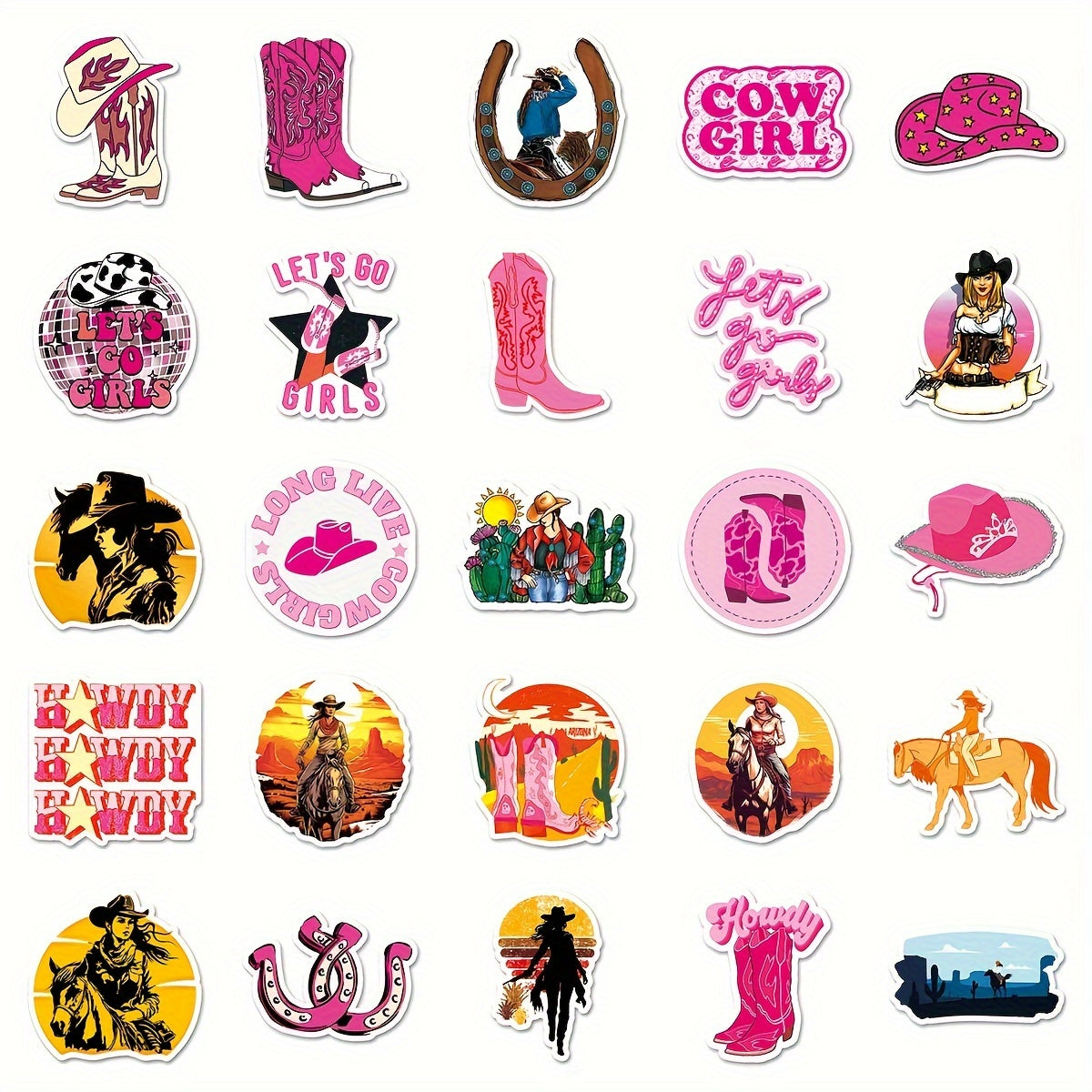 50pcs Cowgirl Cartoon Graffiti Stickers Waterproof Sticker