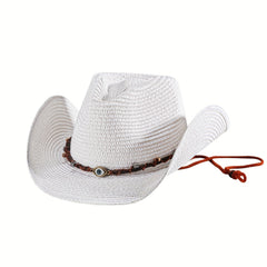 Men's Vintage Wide Brim Cowboy Straw Sun Hat