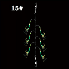 Bionic Fishing Hook Set with 6 Hooks on Green Leather String