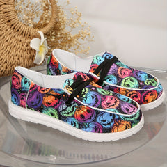 Women's Pumpkin Pattern Flat Loafers Halloween Comfy Slip On Shoes