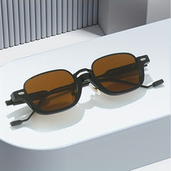 Men's Half Frame Vintage Brown Sunglasses Hip hop Anti Light Glasses