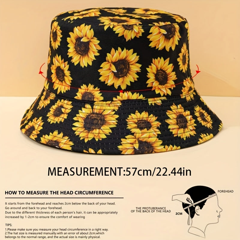 Sun Flower Fisherman Hat Printed Casual Bucket Hat Women Outdoor