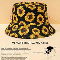 Sun Flower Fisherman Hat Printed Casual Bucket Hat Women Outdoor