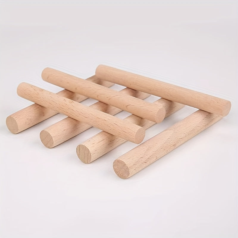 5pcs 1.0cm Solid Wood Round Stick Beech Wood 3.94in Tapestry Wooden Stick
