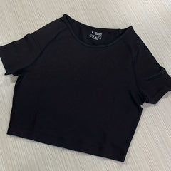 Quick Drying Short Sleeve T shirt Running Sports Yoga Crop Top