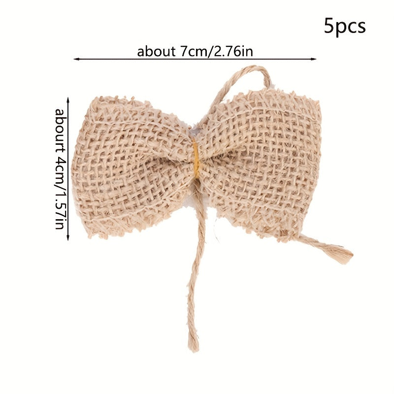 5pcs Sackcloth Bow Double Rope Cloth DIY Craft Decoration