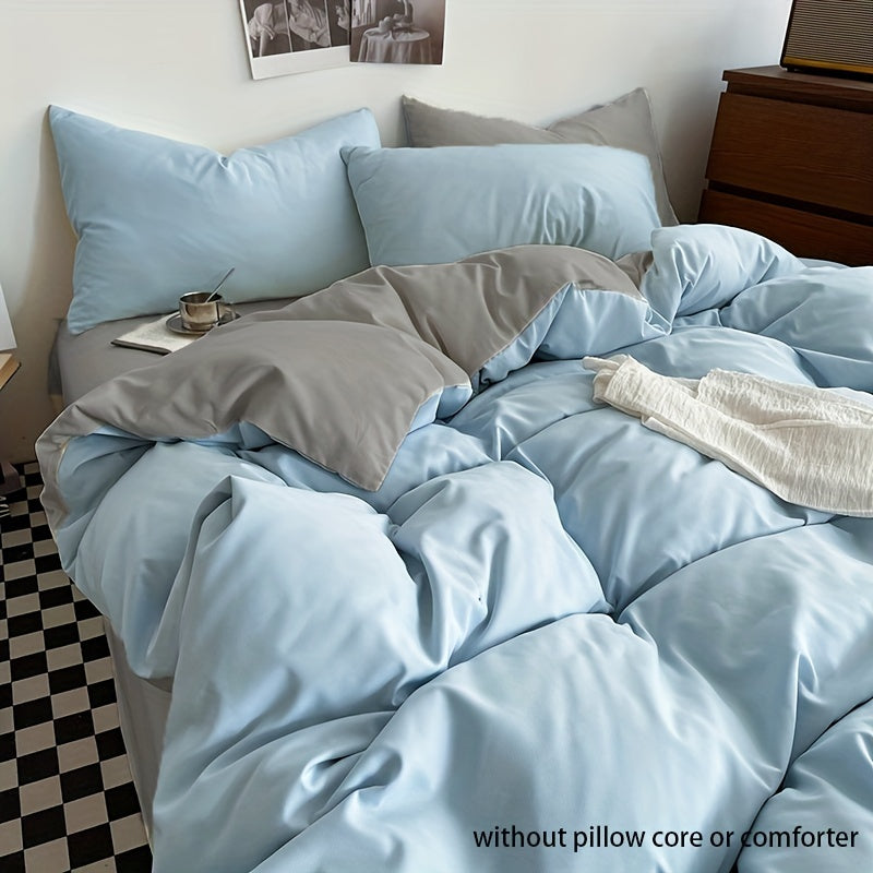3pcs Solid Double Duvet Cover Set Soft Comfortable Bedding Set