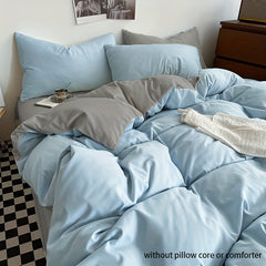 3pcs Solid Double Duvet Cover Set Soft Comfortable Bedding Set
