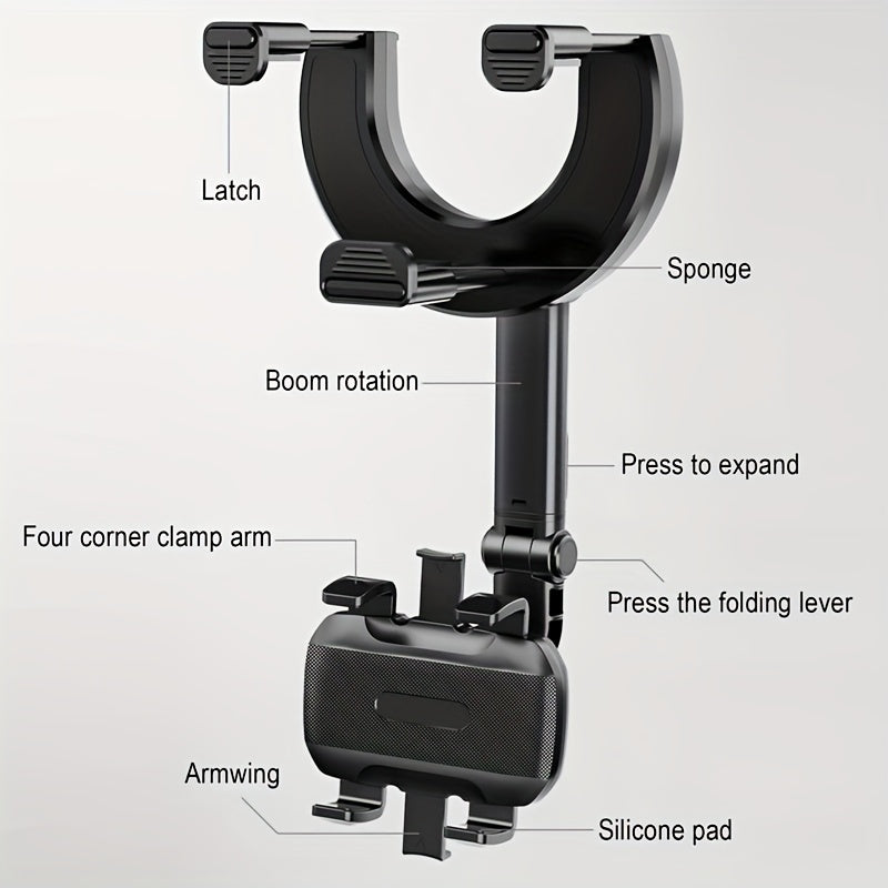 360 Rotatable Car Phone Mount - Perfect RearView Mirror View
