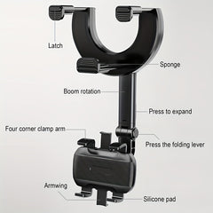 360 Rotatable Car Phone Mount - Perfect RearView Mirror View