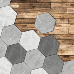 11pcs Cement Gray Hexagonal Floor Stickers Waterproof Non-slip Tile Stickers