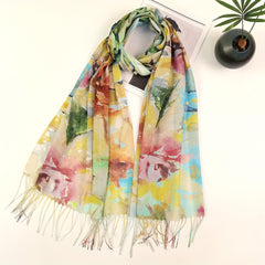 Tie Dye Print Scarf Hijab Boho Tassel Shawl Women