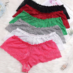 6 Pack Plus Size Sexy Briefs Set Women's Floral Lace Breathable Panties