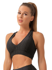 Seersucker Sports Bra High Support for Yoga and Workouts