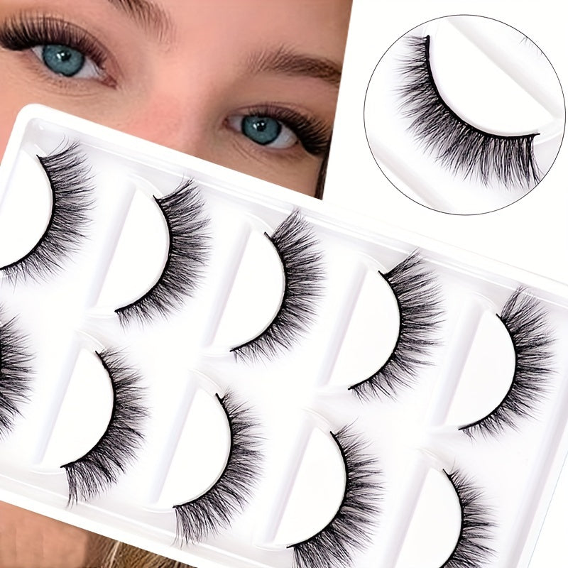 5 Pairs 3D Crisscross Lashes Natural Look Wispy Makeup Lashes Add Natural Volume