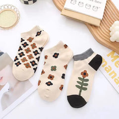 Girls Kids Floral Plaid Soft Comfy Low Cut Ankle Socks for All Seasons