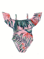 Baby Girls Leaf Graphic Print One Piece Swimsuit