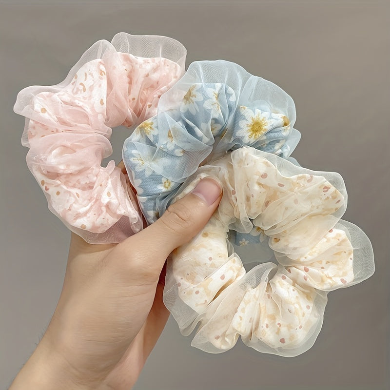 Baby Girls Mesh Floral Hair Tie Ponytail Holders Hair Accessories