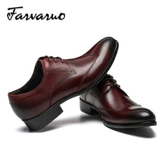 FARWARWO Men's Wingtip Leather Oxford Shoes Pointed Toe Formal Dress Shoes