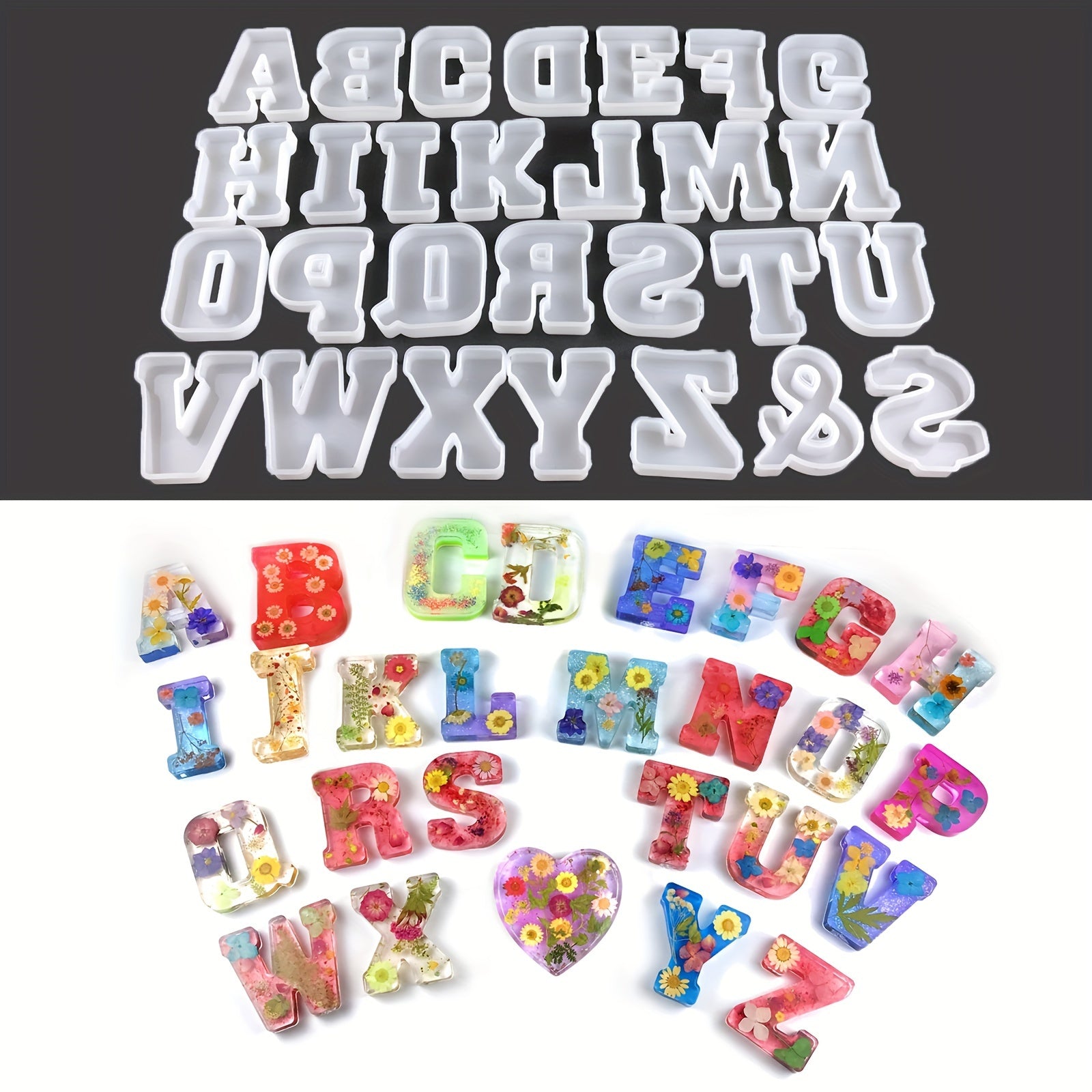 Resin Letter Pendant Molds - 3D Alphabet A-Z Symbols