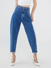 High Waist Straight Jeans Loose Fit High Rise Denim Pants