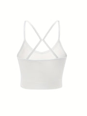 4pcs Ribbed Wireless Cami Tops Cross Back No Padding Cami Top