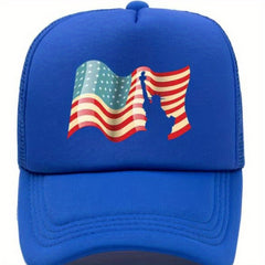 Unisex Sunshade Baseball Cap with American Flag Embroidery