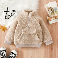 Toddler Baby Fleece Sweatshirt Coat Zipper Pocket