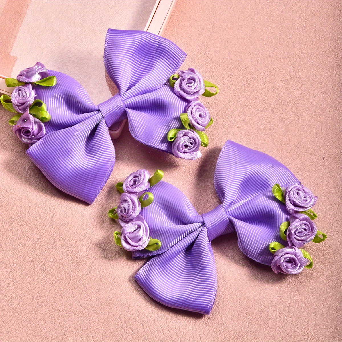 2pcs Bow Hair Clips & Rose Hairpins for Kids' Parties