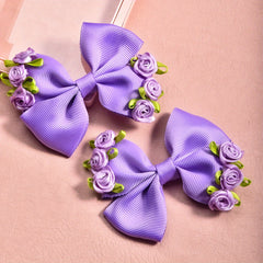 2pcs Bow Hair Clips & Rose Hairpins for Kids' Parties