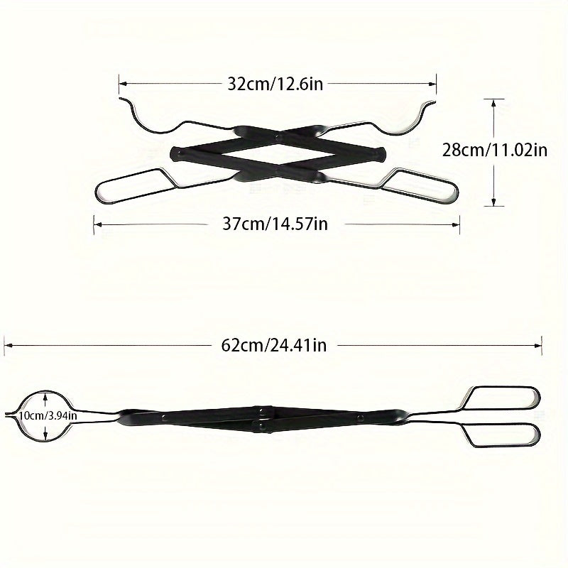 1pc Folding Fireproof Tongs for Fireplace Indoor/Outdoor Tools