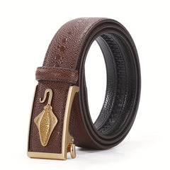 Men's Crocodile Pattern Leather Belt Automatic Buckle
