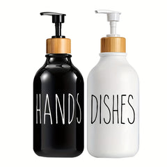 2pcs Refillable Plastic Soap Dispenser Bathroom Kitchen Liquid Storage Container