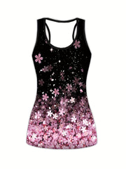 Sakura Print Tank Top & Leggings Yoga Outfit Set