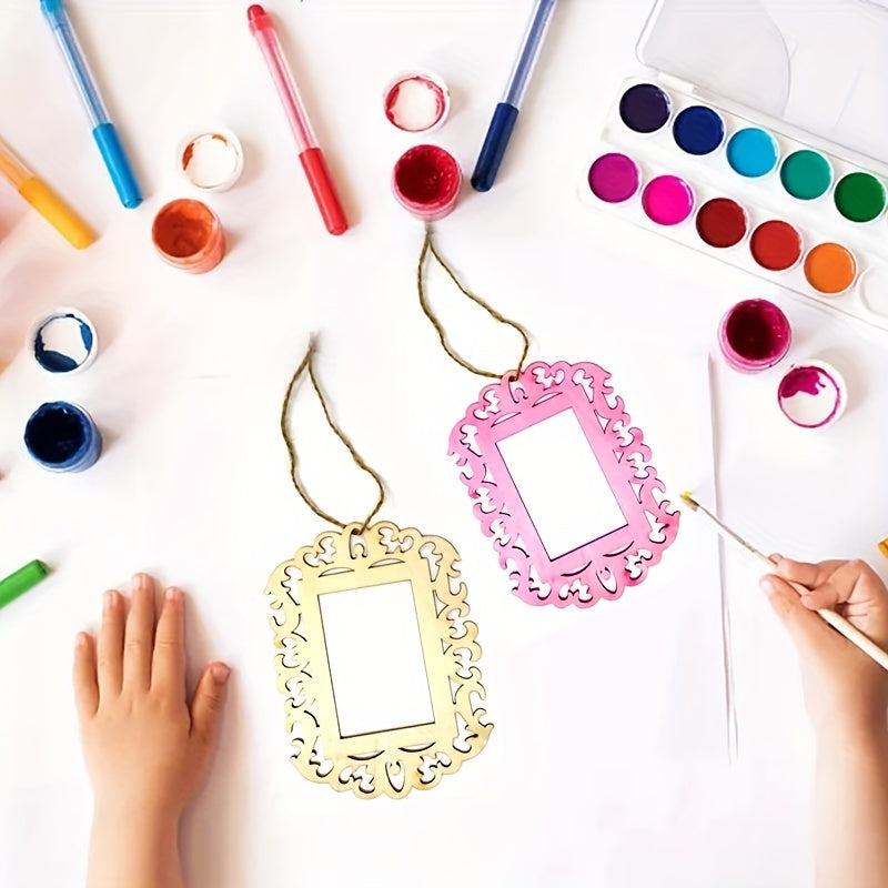 12 Pcs Wooden Picture Frames For Crafts And DIY Ornaments