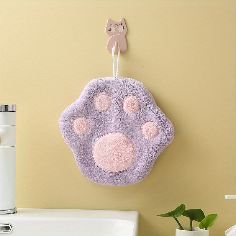 Coral Velvet Cat Footprint Hand Towel for Hands and Feet