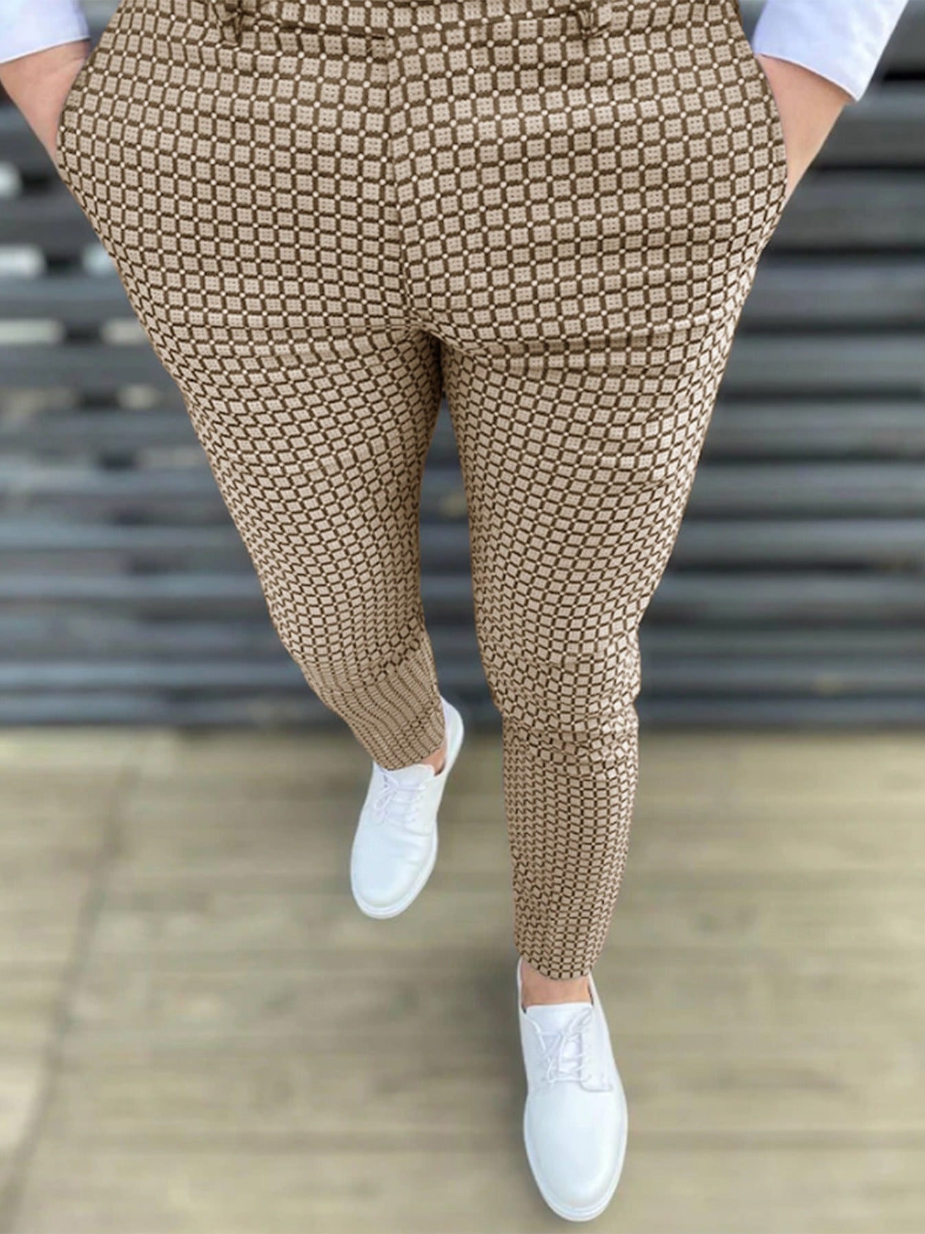 Men's Casual Checkered Slim Fit Pants