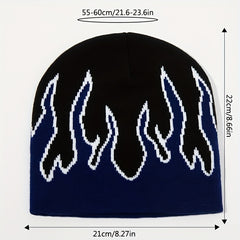 Flame Jacquard Hip Hop Unisex Knit Hats Elastic Skull Cap