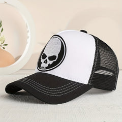 Men's Summer Mesh Baseball Cap with Skull Embroidery