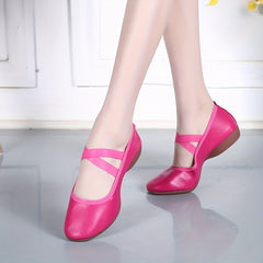 Women's Solid Cross Strap Soft Sole Ballet Dance Shoes